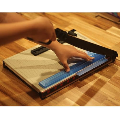 Inch Scale Cutting Plate 12" Paper Cutter – Solid Metal Base, Sharp Blade for Trimming Photos, Cards, Labels – 12-Sheet Capacity – Ideal for Office, School, Home Use (White) - color: White Inch Scale