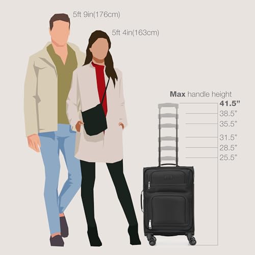 U.S. Traveler Rio Lightweight Softside Rolling Carry-on Suitcase, 4-Wheel Single, Black - color: Black, size: 22"