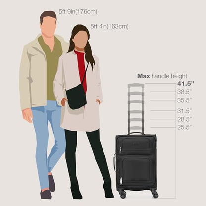 U.S. Traveler Rio Lightweight Softside Rolling Carry-on Suitcase, 4-Wheel Single, Black - color: Black, size: 22"