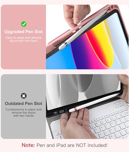 Hamile for iPad 11th 10th Generation Case with Keyboard - 7 Colors Backlit Wireless Detachable Folio Keyboard Cover with Pencil Holder for iPad A16 11-inch 2025 10th Gen 10.9 Inch 2022 (Pink Rose) - color: Pink Rose