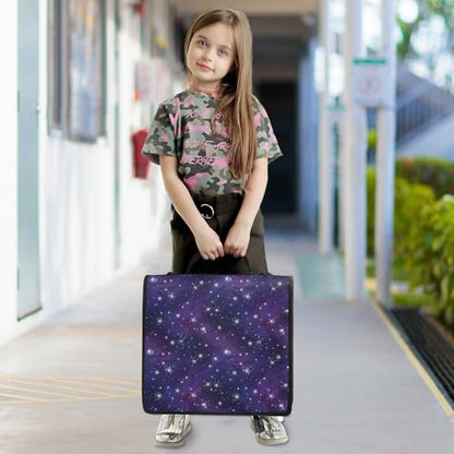 Kigai Starry Nebula 3 Ring Zipper Binder Organizer, Large Capacity Binder Bag Holds 500 Sheets, Water Resistant Multi-Pocket Binder with Shoulder Strap for School Office Teachers