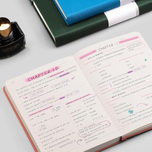 AHGXG Thick Journal Lined Notebook, 320 Numbered Pages Leather Journal for Women, A5 Notebook College Ruled, 100gsm Paper,Faux Leather Hardcover, 5.75'' X 8.38''-Pink - color: Pink, size: A5