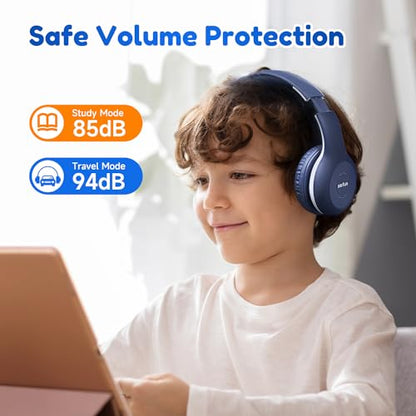EarFun 2Packs Kids Bluetooth Headphones, K2 Kid Headphone with Volume Limited, 40H Playtime, Built-in Mic, Stereo Sound, Foldable Over-Ear Headphones for Kids/School/Travel - color: Pink&Blue