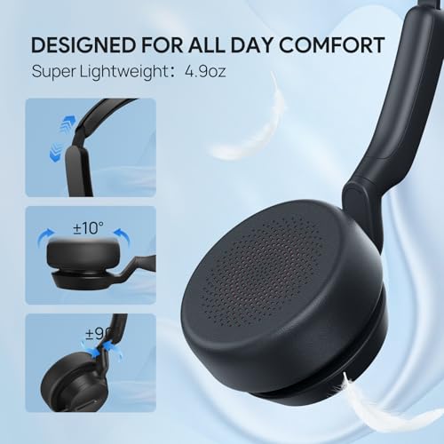 Yealink UH42 USB-C/A Headset with Noise Cancelling Mic, Wired Headphones for PC Computer Laptop, Compatible with Zoom Teams, Comfort Ear Cushions, Stereo Sound, in line Controls - color: Stereo, style: All Platforms USB-C & USB-A