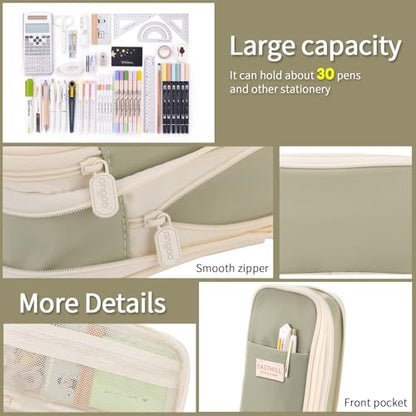 EASTHILL Big Capacity Pencil Case Large Pencil Pouch Stationery Pen Bag for Teen Girls-Green - color: Green