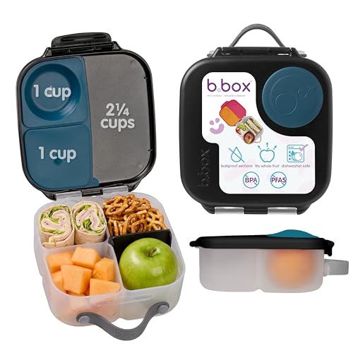 b.box Mini Lunch Box Kids | 4.25 Cup Leak Proof Bento Box for Kids Ages 3+ | 3 Compartment Snack Containers, School Lunch Container, Dishwasher Safe, BPA-Free, PFAS-Free - Night Vision - color: Night Vision, size: 1-pack