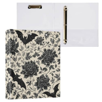Goth Bath Round Ring Binders Crow (1) 1.5 Inch 3 Ring Binder with Clipboard Holds 200 Sheets Office Home School - color: Multicolored 14