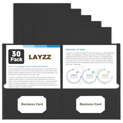 Folders with Pockets, LAYZZ 30 Pack Paper Pocket Folders, 2 Pocket File folders Fits Letter Size Paper, for School Office and Home (Black) - color: Black