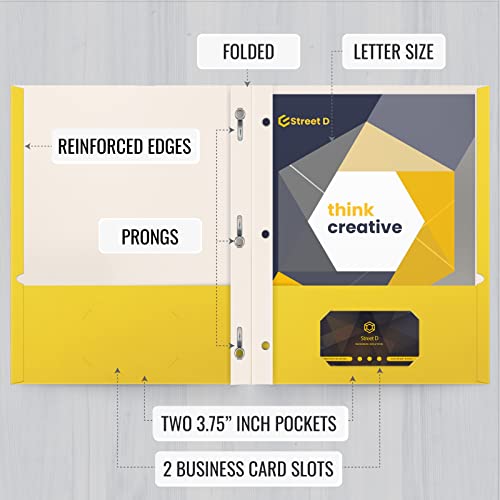 Better Office Products Yellow Paper 2 Pocket Folders with Prongs, 50 Pack, Matte Texture, Letter Size Paper Folders, 50 Pack, with 3 Metal Prong Fastener Clips, Yellow - color: Yellow