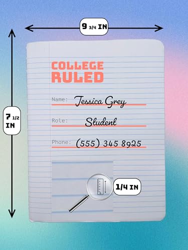 Composition Notebooks 5-Pack College Ruled 200 Pages (100 Sheets) 9.75" x 7.5" Classic Black & White Marble Cover Durable Hardcover Stitched Binding Ideal for School College Office or Journaling