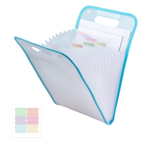 M&G Expanding File Folder 13 Pockets Accordion File Organizer with Labels, Portable Document Receipt Organizer Hold A4 Letter Size Paper, Waterproof Folder for Schoolbag Office Supplies (Blue) - color: 13 Pockets-blue