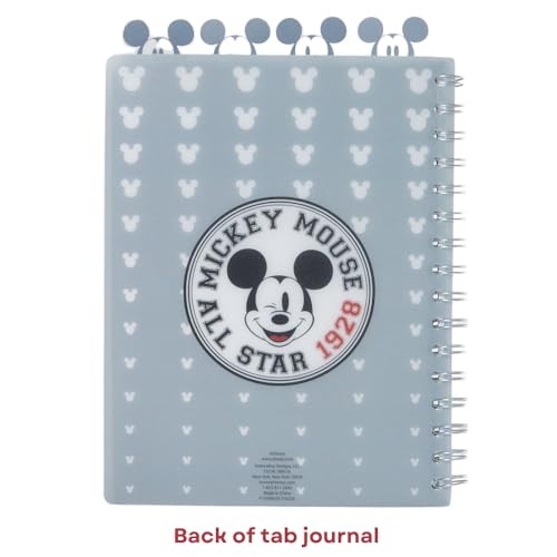 Disney Mickey Mouse Tab Journal Notebook, Spiral Bound, Cute Dividers, 8x7 | Vinyl Cover, Tabbed Dividers, Disney Mickey Mouse School & Office Supplies, Writing Journal, Diary, Travel Notebook, Notepad - style: Mickey Mouse