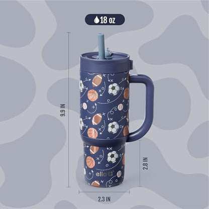 Ello Oasis 18oz Stainless Steel Kids Tumbler with Handle & Retracting Straw, 100% Leakproof, Double-Wall Vacuum Insulated, Kids Water Bottle for School, BPA Free, Dishwasher Safe, Goal Getter - color: Goal Getter, size: 18 Ounces