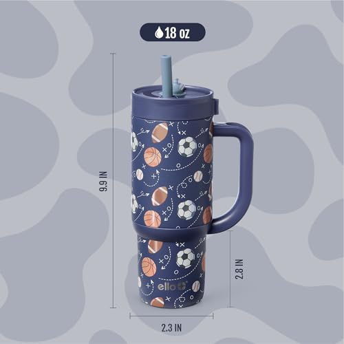 Ello Oasis 18oz Insulated Stainless Steel Kids Tumbler with Straw, Goal Getter - color: Goal Getter, size: 18 Ounces