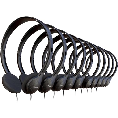 500 Pack Bulk Wired Headphones, On Ear with 3.5mm Jack, 4ft Tangle Free Cable, Comfortable Fit, Affordable and Cost Effective, Ideal for School Classroom Testing Students Events Groups, Black - color: Wired Headphones Black, size: 500 Pack