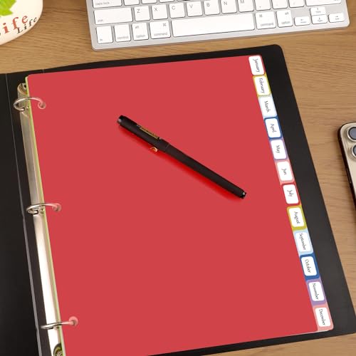HABGP 12 Tab Dividers for 3 Ring Binder, 12 Pcs Multicolor 3 Ring Binder Dividers with Tabs, Page Folder Dividers, Plastic Tabbed File Dividers with Tabs, Three Ring Binder Index Dividers, 1 Set - size: 1 set (12 pcs)