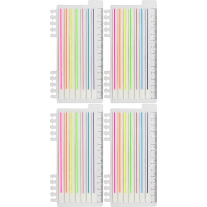 Lined Transparent Sticky Strips Assorted Colors, 0.235 x 5.5 Inch Long Highlighter Flag Tabs Index, Easy to Post, 4 Ruler Dispensers, 560 Pages Total