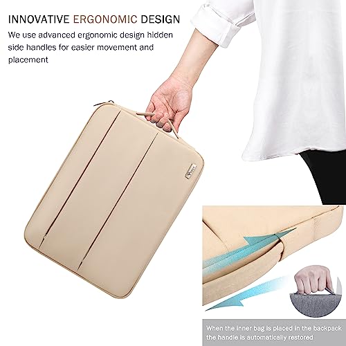 Voova 13 13.6 Inch Laptop Sleeve Case Compatible with MacBook Air 13 M1/M2/M3/M4 2020-2025, MacBook Pro 13/14, IPad Air/Pro 13, Waterproof Slim Computer Bag Cover with Handle, Apricot - color: Apricot, size: 12.6-13.6 Inch