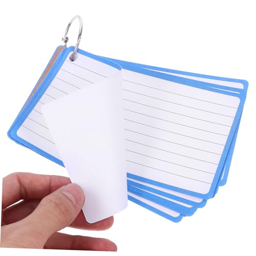 OSALADI Lined Flash Cards of Blank Index Cards with Binder Rings Water Resistant for DIY Notes Home Office School Use Easy to Carry