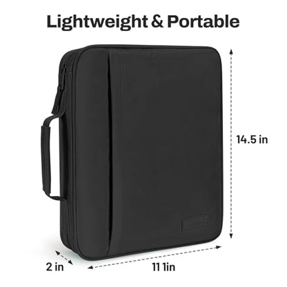 SUNEE Zipper Binder 1 Inch, Removable 3-Ring Binder, 175-Sheet Capacity, 5-Tab Dividers Expanding File Folder, Small Binder Bag Organizer Storage for Student School Classroom Supplies, Black - color: Black