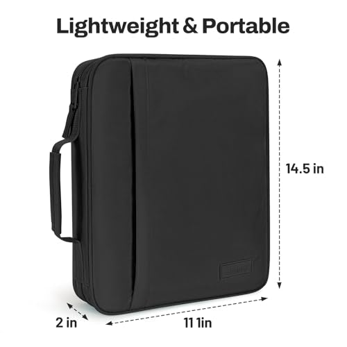 SUNEE Zipper Binder 1 Inch, Removable 3-Ring Binder, 175-Sheet Capacity, 5-Tab Dividers Expanding File Folder, Small Binder Bag Organizer Storage for Student School Classroom Supplies, Black - color: Black