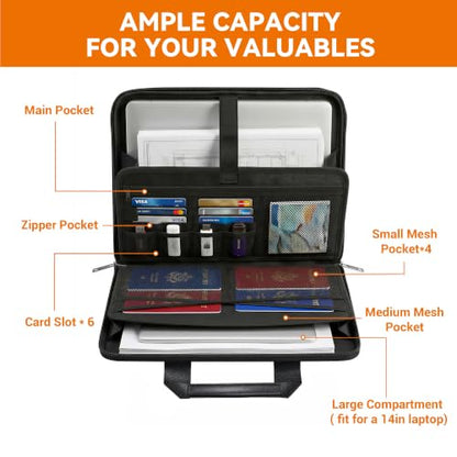 TILYMOL Fireproof Document Bag (5200℉) - Upgraded Heat Insulated Layers Waterproof Document Bag with Handle for Important Paper, Passports & Valuables, Secure Storage for Home, Office & Travel - size: Small Briefcase