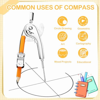 SAYAYA 64 Pieces Compass for Geometry with Pencil, Metal Geometry Drawing Tool Compass for Math Student Classroom School Office Woodworking Art Drawing - color: 64 Pack
