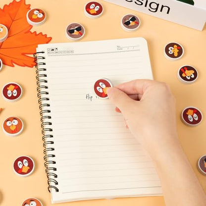 60Pcs Thanksgiving Mini Erasers Bulk Cute Cartoon Turkey Pencil Erasers 3D Assorted Novelty Stationery for Student Classroom Prizes Homework Rewards Autumn Party Goodies Filling Supplies - style: Thanksgiving Turkey