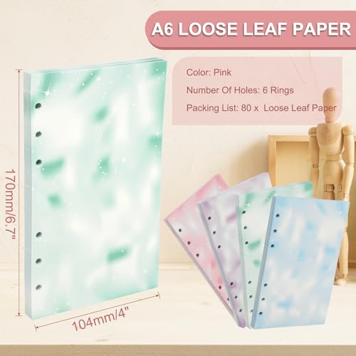 PATIKIL A6 Loose Leaf Paper, 80 Sheets 6.7 x 4" Render Notebook Paper Filler Binder Refill for 6 Ring Binder Note Taking Planner Journals Professionals, Green - color: Green