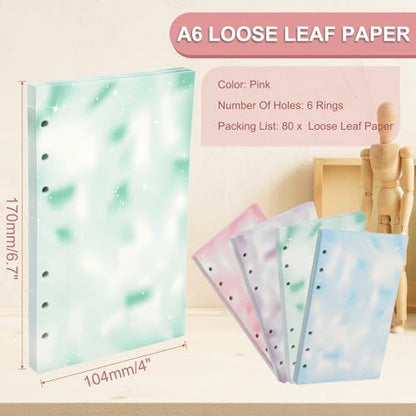 PATIKIL A6 Loose Leaf Paper, 80 Sheets 6.7 x 4" Render Notebook Paper Filler Binder Refill for 6 Ring Binder Note Taking Planner Journals Professionals, Green - color: Green