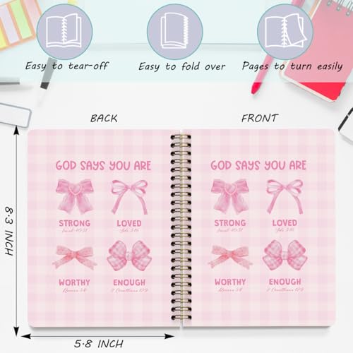 2 Packs Pink Bow Bible Spiral Notebook College Ruled Trendy Notebook Journal Preppy Coquette Christian Gifts for Women Teen Girls Note Books Journals for Writing Journaling Notebooks Office Supplies - color: Multi 1310