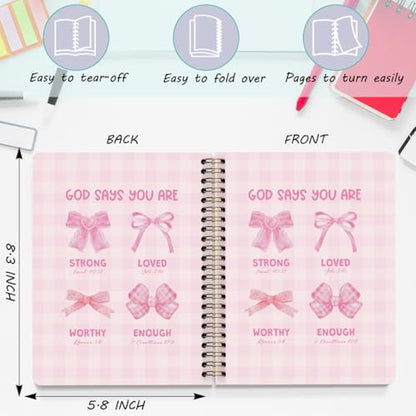 2 Packs Pink Bow Bible Spiral Notebook College Ruled Trendy Notebook Journal Preppy Coquette Christian Gifts for Women Teen Girls Note Books Journals for Writing Journaling Notebooks Office Supplies - color: Multi 1310