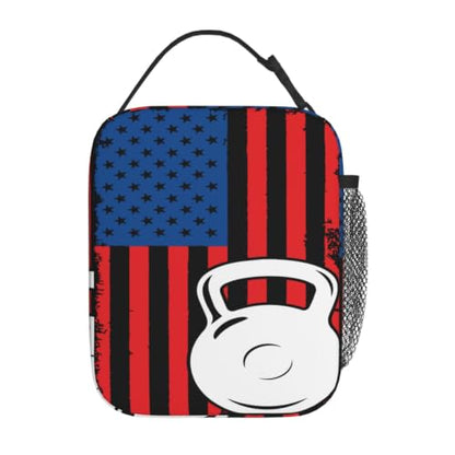 Kettlebell Fitness American Flag Lunch Bag 10In | Insulated Lunch Box Reusable Tote Bag For Picnic Office For Women Men - color: Style 5