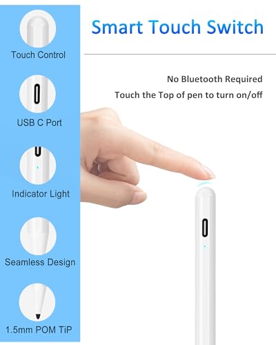 Stylus Pen for iPad (2018-2026), Fast Charging & Palm Rejection Pencil for Apple iPad A16 11th/10th-6th Generation, Pro 11“13” M4/12.9 inch, Air 11/13 inch M3 2025&M2 2024/5/4/3rd, Mini A17 Pro/6/5th