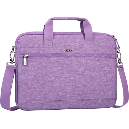 LANDICI 360° Protective Laptop Bag Case 15.6-16 Inch with Shoulder Strap, Waterproof Computer Sleeve Cover for MacBook Pro 16, Acer HP Lenovo Dell ASUS Laptop, Slim Briefcase for Women, Purple - color: Purple, size: 15.6-16 Inch