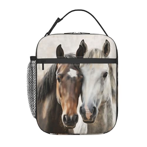 Insulated Lunch Box for Kids Boys Girls, Reusable Lunch Bag for School, Office, Work, Picnic, Travel, Horses Lunch Box - color: lunch box 129