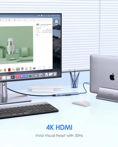 LENTION 6-in-1 USB C Hub, 4K@30Hz HDMI, 100W PD, 1 USB 3.0, 3 USB 2.0 | Ideal for Work & Study, Stable Driver 3.0 Certified, Compatible with macOS, iOS/iPadOS, Windows & ChromeOS (CH17, Blue) - color: Blue
