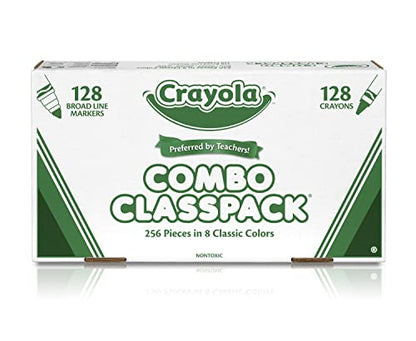 Crayola Crayons & Washable Markers Classpack (256ct), Teacher Classroom Must Haves, Bulk Markers for Kids, Art Supplies for Preschool & Kindergarten