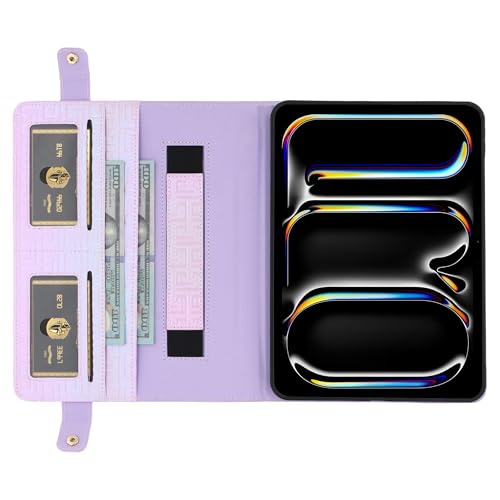 Shiny Case for iPad mini 5/4/3/2/1, Mini 7.9" Handbag Case, Techcircle Iridescent PU Leather Folio Envelope Pocket Stand Cover with Hand Strap+Shoulder Strap+Pencil Holder+Card Slots, Shiny Lilac - color: 03 Shiny Lilac, size: iPad Mini 5/4/3/2/1 7.9"