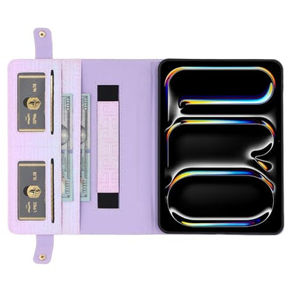 Shiny Case for iPad mini 5/4/3/2/1, Mini 7.9" Handbag Case, Techcircle Iridescent PU Leather Folio Envelope Pocket Stand Cover with Hand Strap+Shoulder Strap+Pencil Holder+Card Slots, Shiny Lilac - color: 03 Shiny Lilac, size: iPad Mini 5/4/3/2/1 7.9"