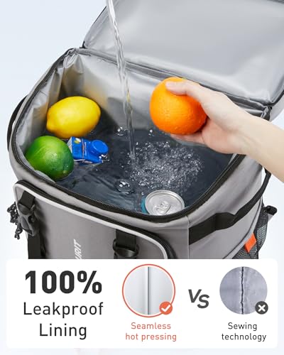TOURIT Insulated Rolling Cooler Backpack, Leakproof Waterproof Beach Cooler Bag with Wheels and Handle, Outdoor Camping Picnic Travel - color: 02-Grey, style: 50 Cans