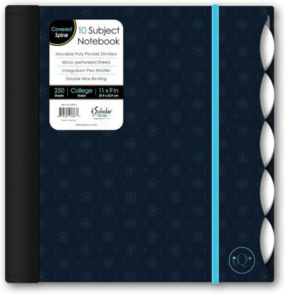 iScholar iQ Poly Fashion Cover 10 Subject Notebook, College Ruled, 11"" x 8.5"", 250 Sheets, Designs Will Vary (58912)", fashion print dark (Pack of 6) - color: Fashion Print Dark, size: 10 Subject (Pack of 6), style: College Ruled