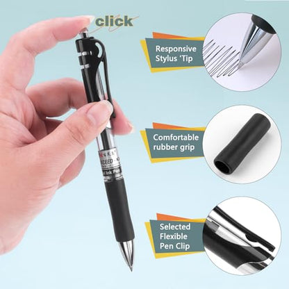 Bribobo Gel Pens Fine Point Smooth Writing Pens, 0.5mm, 12 Pack | Retractable Black Ink Pens for School Office Supplie