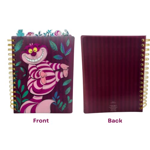 Disney Alice in Wonderland Cheshire Cat Tab Journal Spiral Notebook Notepad | Cheshire Cat Vinyl Cover, 144 Lined Pages, 8 x 7 Disney Notebook, School Supplies & Office Stationery, Journaling, Planning - style: Alice in Wonderland