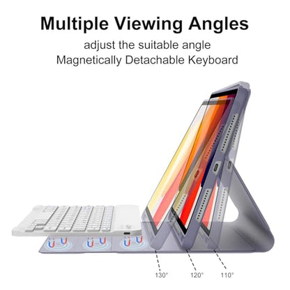 IVEOPPE Keyboard Case for Xiaomi Pad 8/8 Pro/Pad 7/7 Pro 11.2 Inch | Magnetic Detachable Bluetooth Connection,Pencil Holder,Stain-Resistant Full Protective Cover, Rechargeable, Pink - color: Lavender(Non-Backlit Keyboard)