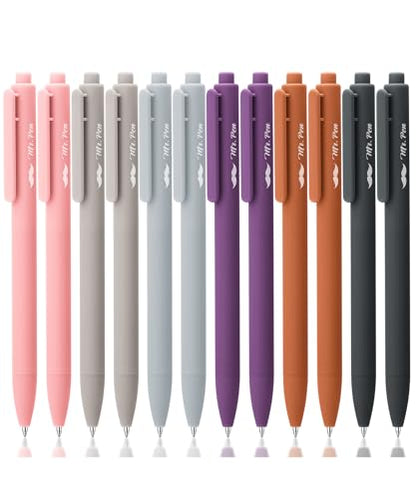 Mr. Pen- Retractable Gel Pens, 12 Pack, Black Ink, Earthly Neutrals Barrel | Fine Point 0.5mm, Fast Dry, Smooth Writing, Cute Pens for Drawing, Writing Planner and School Supplies - color: Earthly Neutrals Barrel, Black Ink, size: 12 Pack
