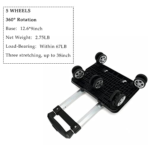Backpack Trolley - 5 Wheels Folding Compact Lightweight Luggage Cart, Travel Trolley for Bags/Lunch Backpack/Golf Bag (5 Wheels) - color: 5 Wheels