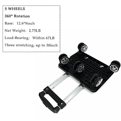Backpack Trolley - 5 Wheels Folding Compact Lightweight Luggage Cart, Travel Trolley for Bags/Lunch Backpack/Golf Bag (5 Wheels) - color: 5 Wheels