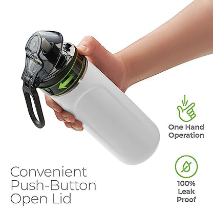 SipX™ Premium Stainless Steel Water Bottle with Straw Lid 18 oz (532 mL). Triple Insulated, Leakproof, BPA-Free – Slim, Durable Bottle for School, Gym, Office – White - color: White