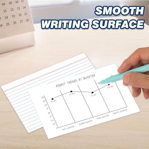 Chell Ruled Index Cards 4x6 Inch Heavyweight, 100 Count, Ruled Front and Blank Back, 65 lb. Cover Weight, White - color: White, size: 4"x6"